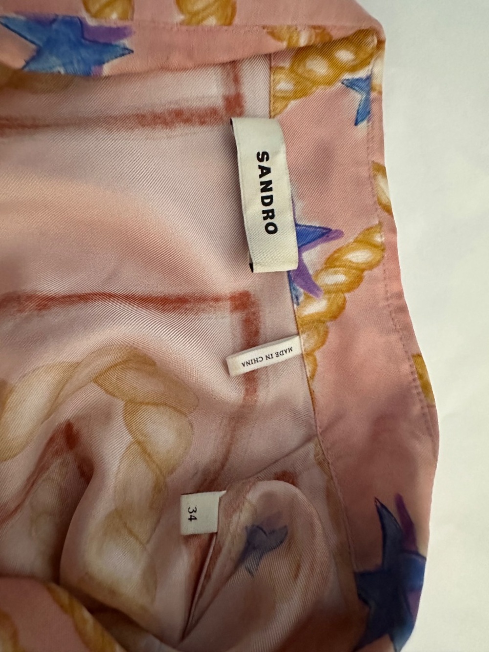 Sandro Silk Mini Dress Multicolor size 34 US 2 excellent condition - Picture 3 of 4